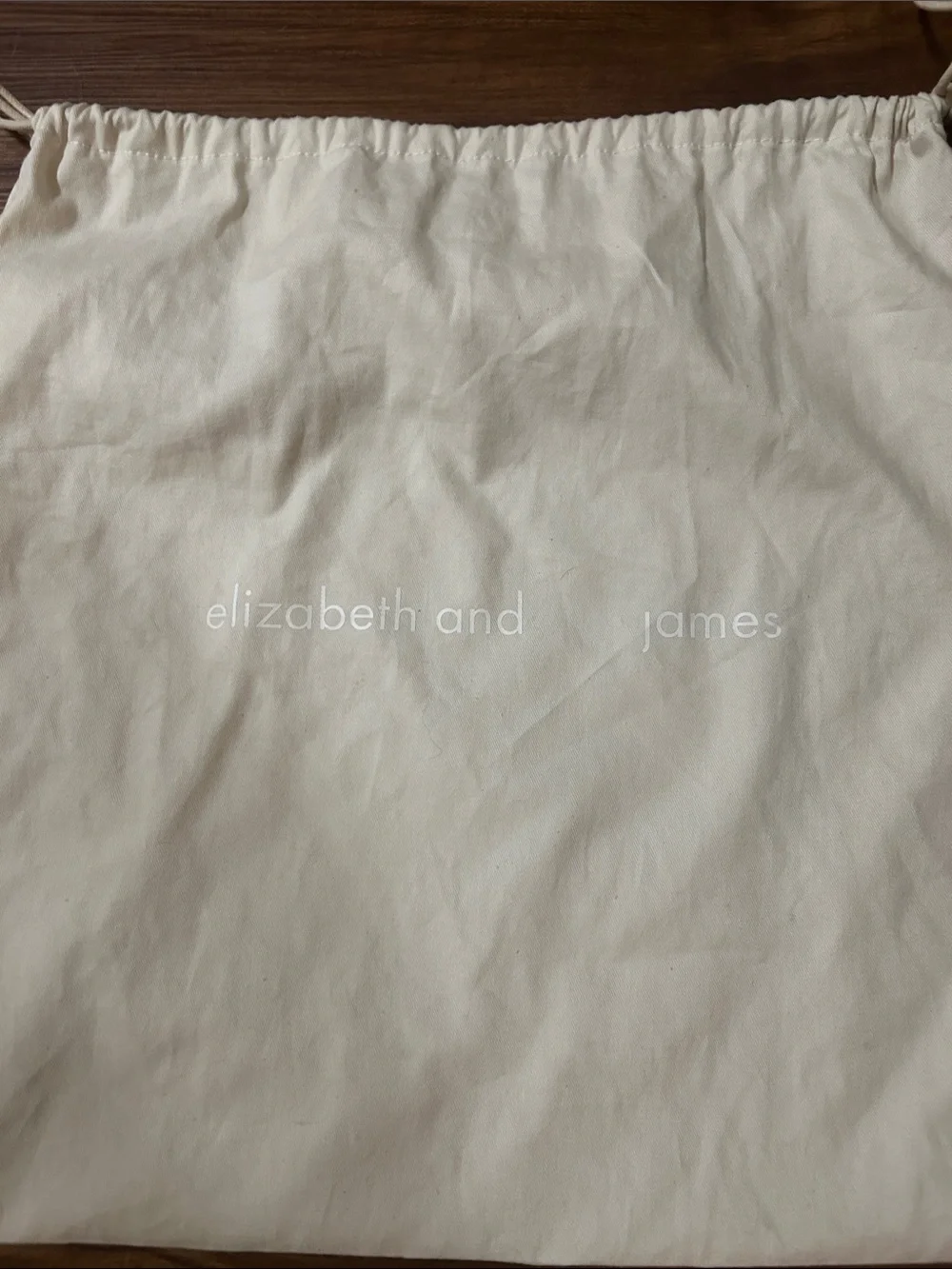 Elizabeth and James Cream Cotton Drawstring Storage Bag